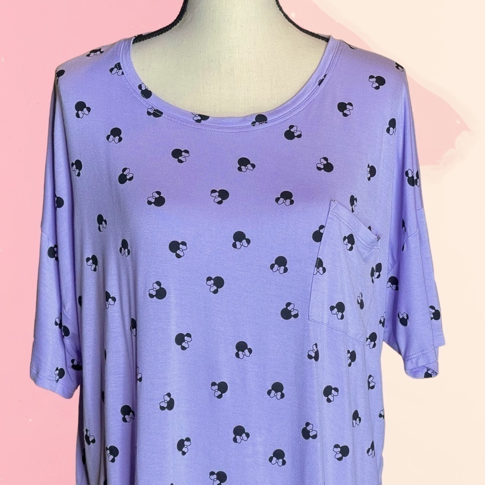 Disney Minnie Mouse Purple Short Sleeve Shirt Top Size Large